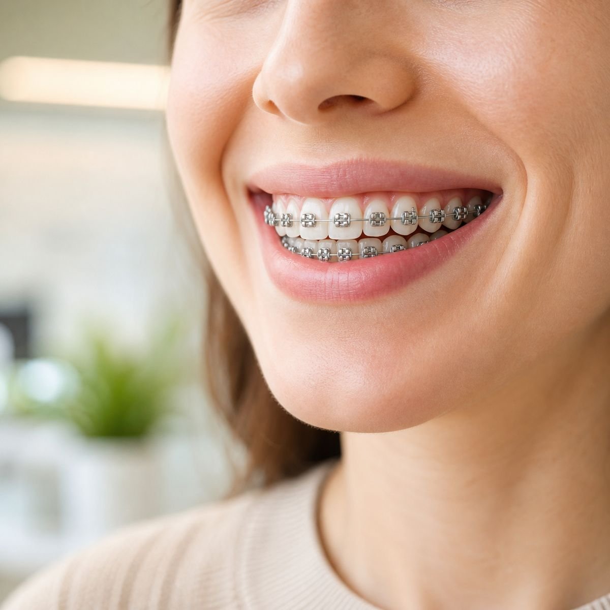 Sonrisa con brackets de ortodoncia